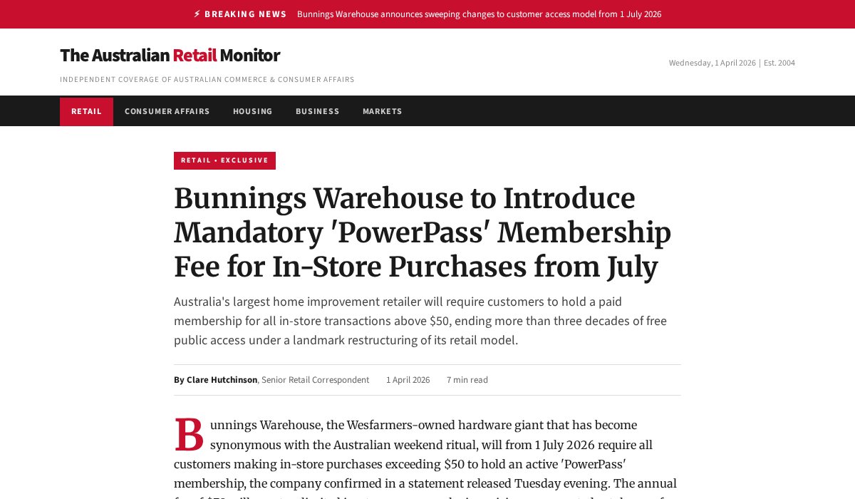 Bunnings membership article